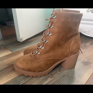 Faux Suede Tan Ankle Boots